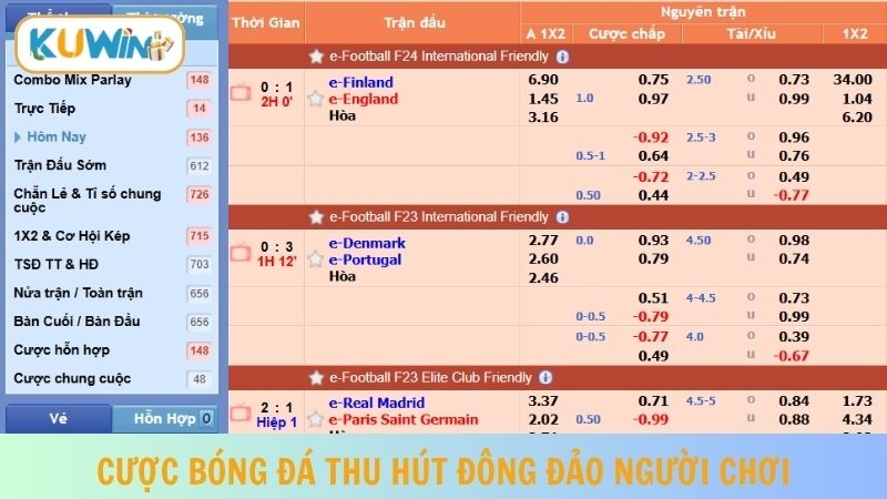 Cược bóng đá hấp dẫn thu hút đông đảo người chơi